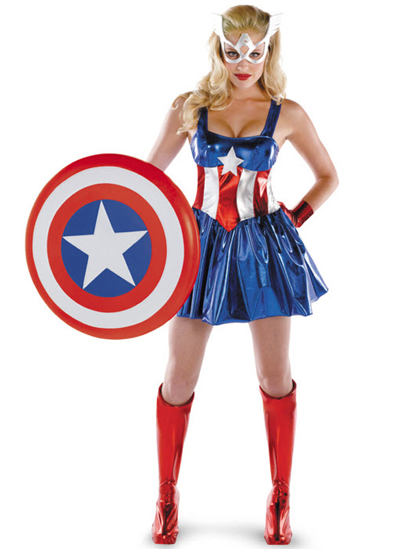 Female Captain America Superhero Costume Dress